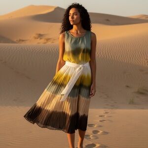 Simply Vera Vera Wang Sleeveless Ombre Maxi Dress in Olive, Mustard, Cream